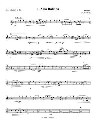 Book cover for Respighi 1931 P172 Ancient Airs & Dances Suite III 1 Italiana Ignoto For Clarinet Quartet