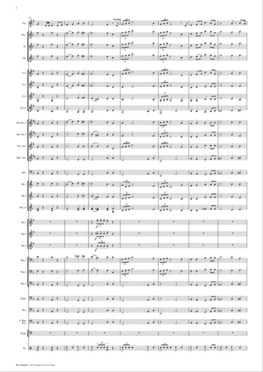 The Trumpeter - Solo Trumpet and Concert Band Score and Parts PDF Concert Band scores gallery preview page 3