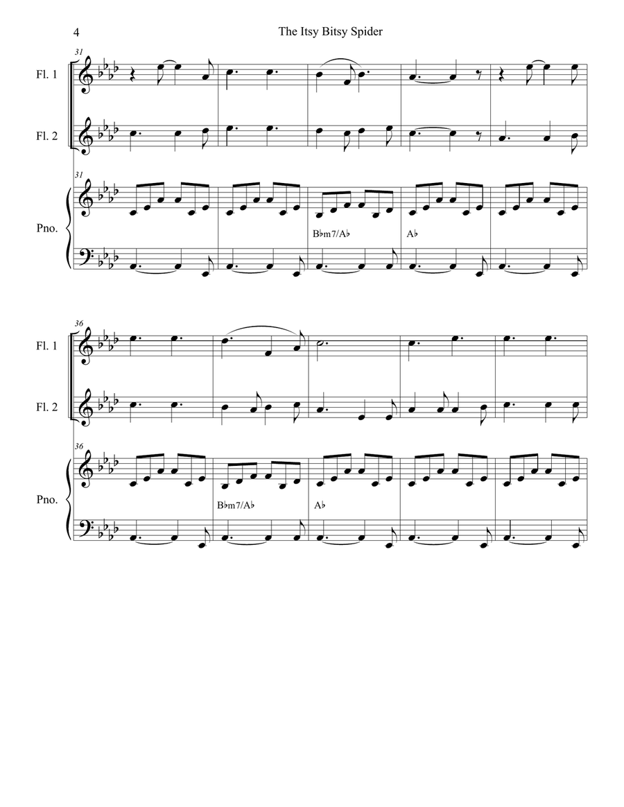 The Itsy Bitsy Spider (Duet for Flute and Bb-Clarinet) Woodwind Duet scores gallery preview page 5