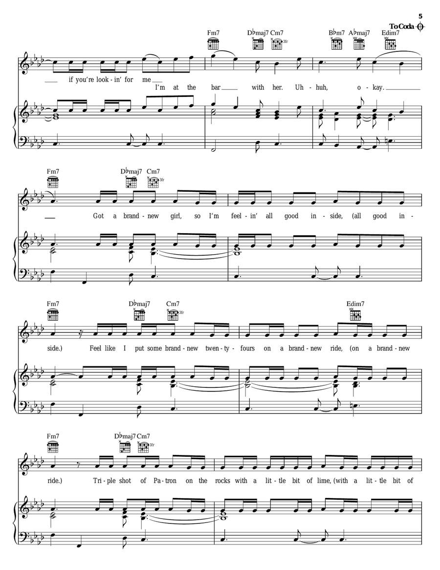 Bartender Piano, Vocal, Guitar scores gallery preview page 5