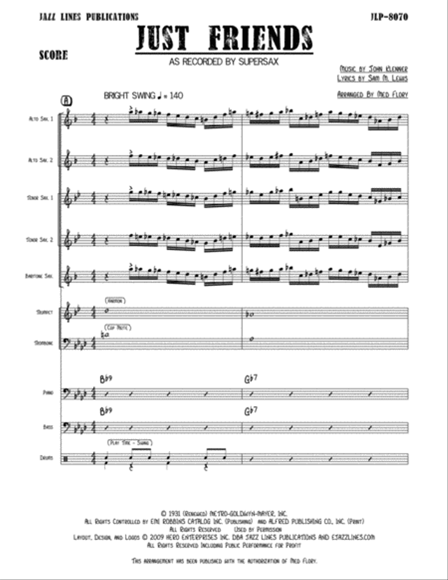 Just Friends [Supersax] Jazz Ensemble scores gallery preview page 3