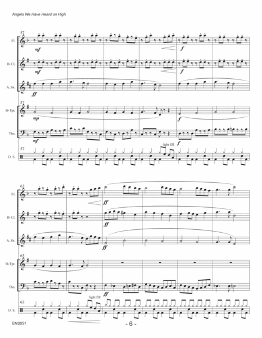ANGELS WE HAVE HEARD ON HIGH - MIXED ENSEMBLE with optional Piano Large Ensemble scores gallery preview page 6
