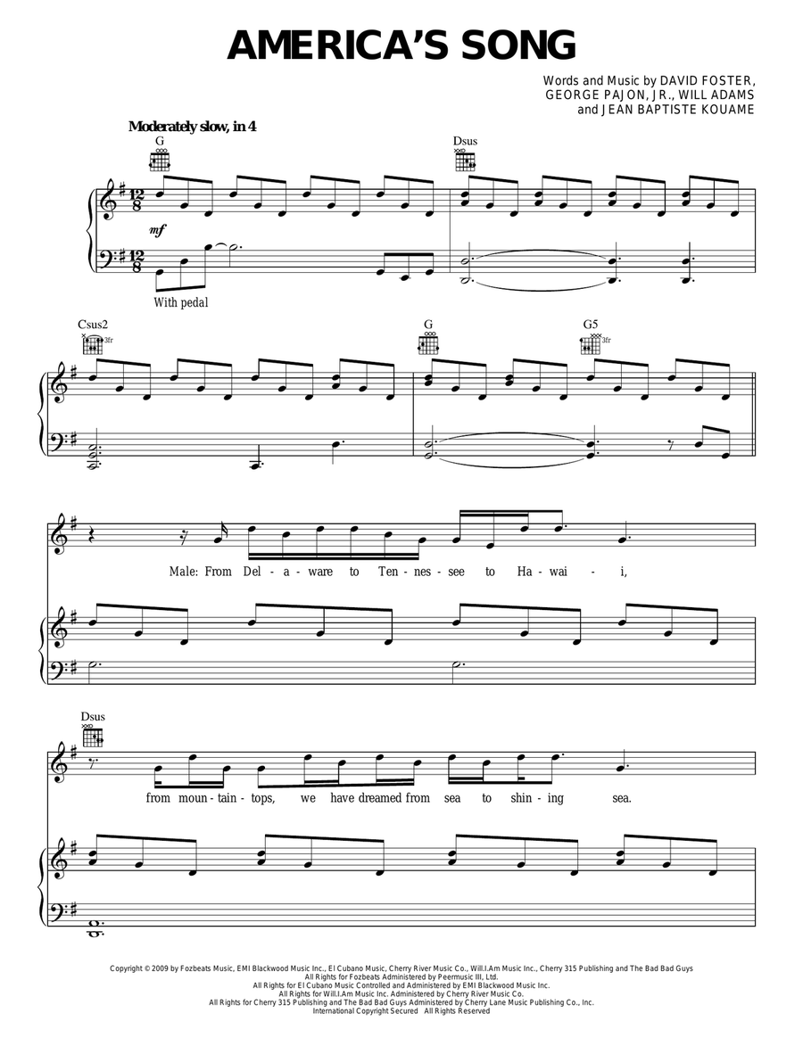 America's Song America's Song Piano, Vocal, Guitar scores gallery preview page 1