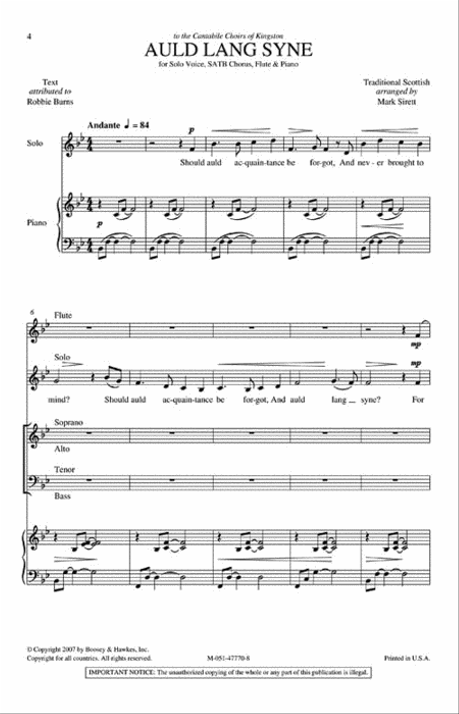 Auld Lang Syne 4-Part scores gallery preview page 2