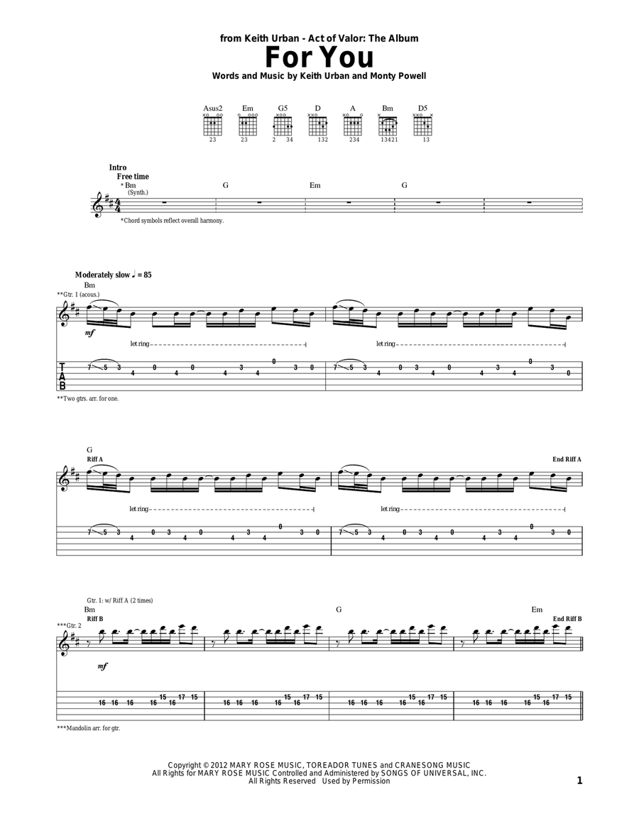 For You Acoustic Guitar scores gallery preview page 1