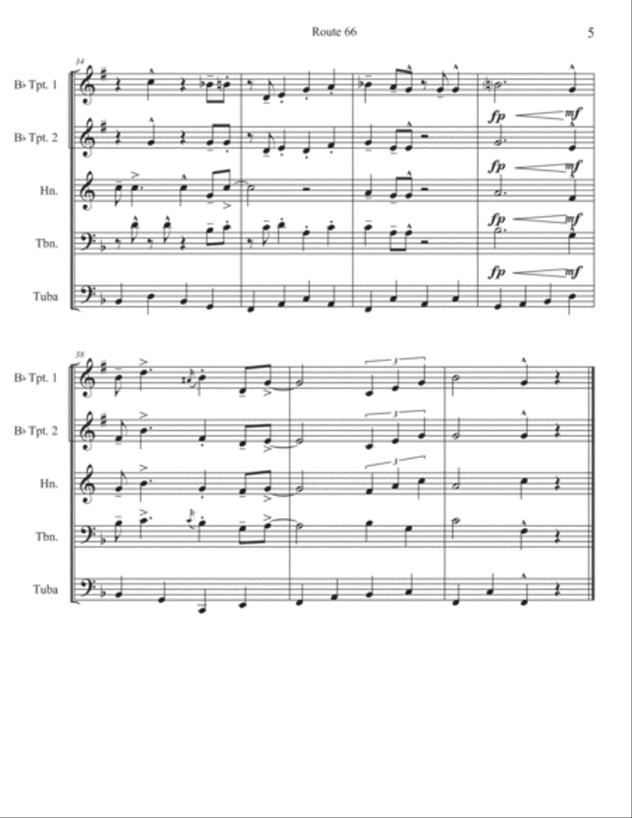 Route 66 Brass Quintet scores gallery preview page 6