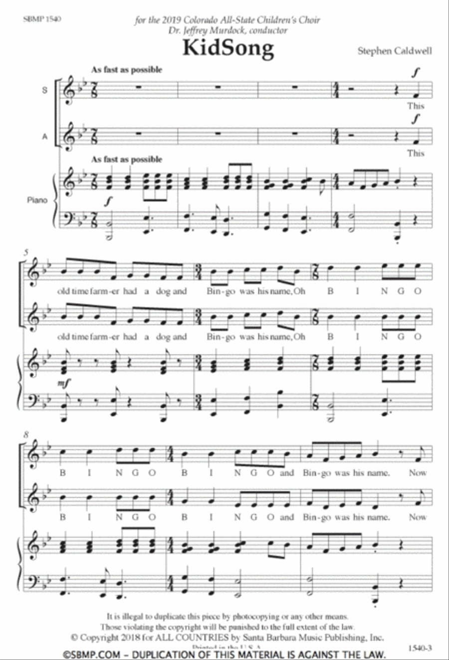 KidSong - SA Octavo SA scores gallery preview page 2