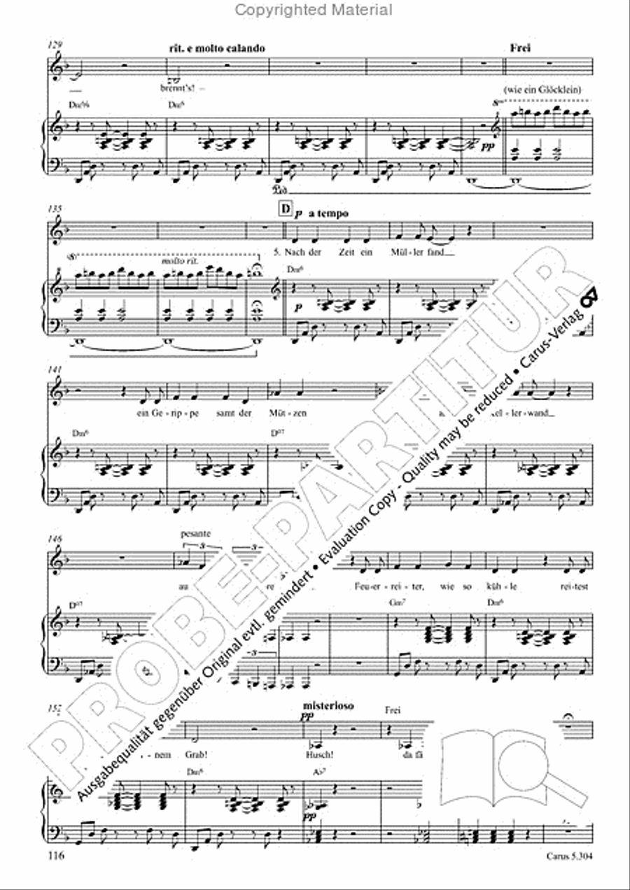 Schindler: Rosenzeit. Ein Liederzyklus uber die Liebe. Chansons fur Singstimme und Klavier Piano scores gallery preview page 117