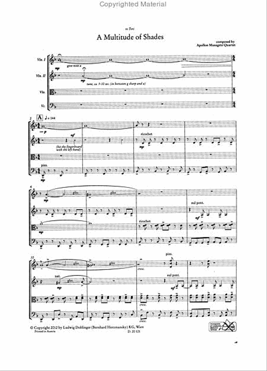 A Multitude of Shades (to Tori Amos) String Quartet scores gallery preview page 2