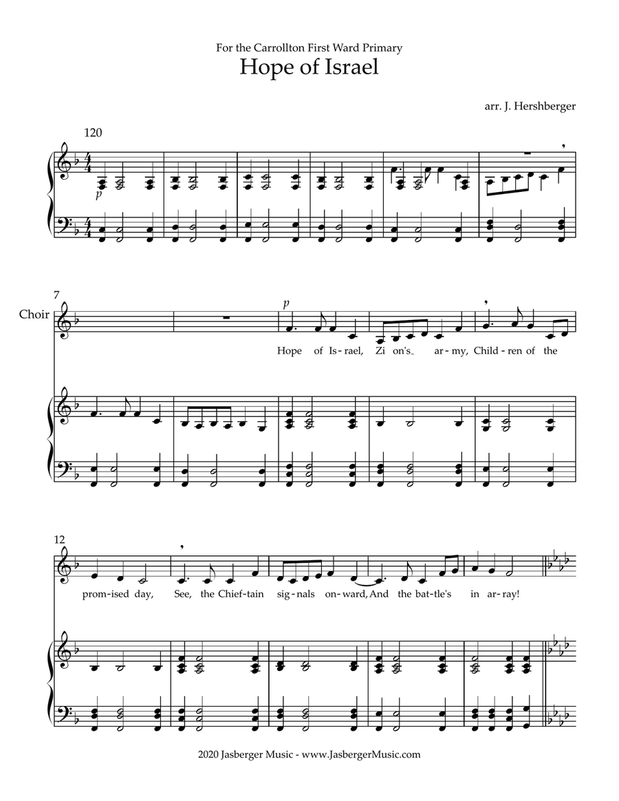 Hope of Israel - Beginner Choir, Children's Choir, Small Choir Children's Choir scores gallery preview page 1