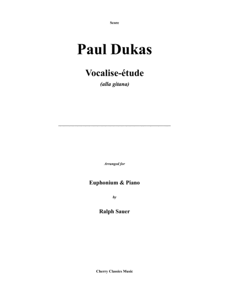 Vocalise-étude for Euphonium and Piano