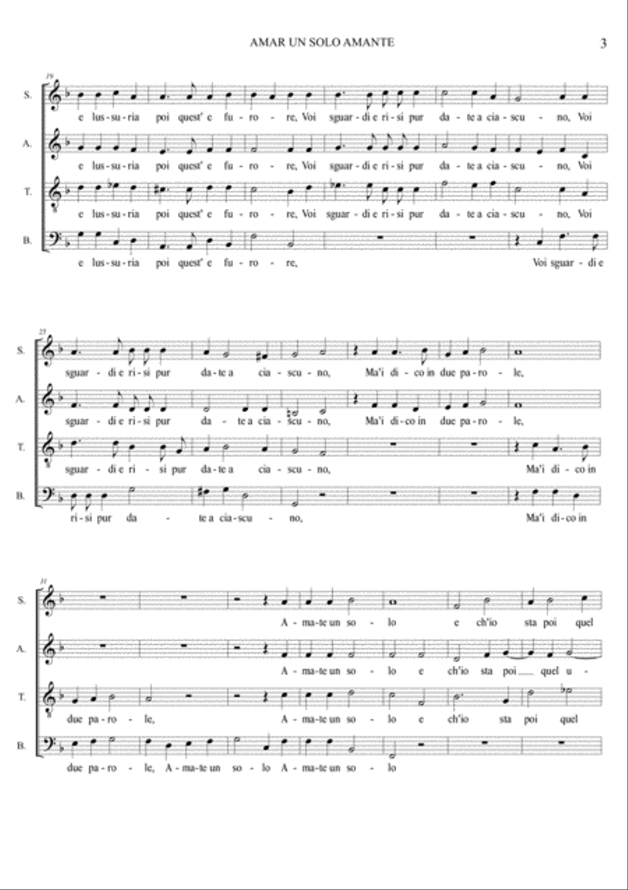 AMAR UN SOLO AMANTE - (Love only one lover) - For SATB Choir - Score Only 4-Part scores gallery preview page 3