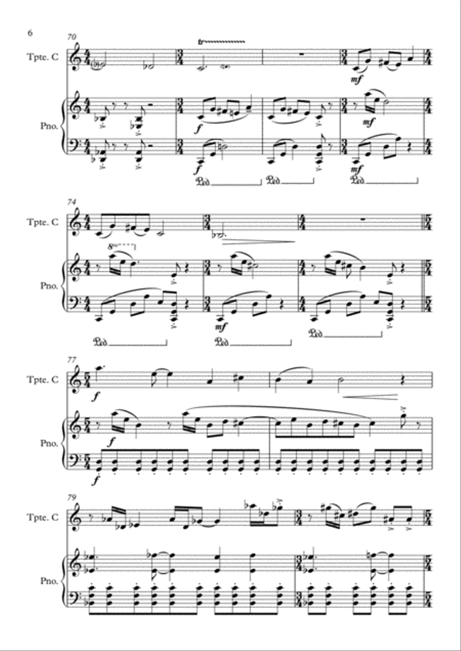 SONATINA For Trumpet and Piano by Danilo Lamas Trumpet Solo scores gallery preview page 6