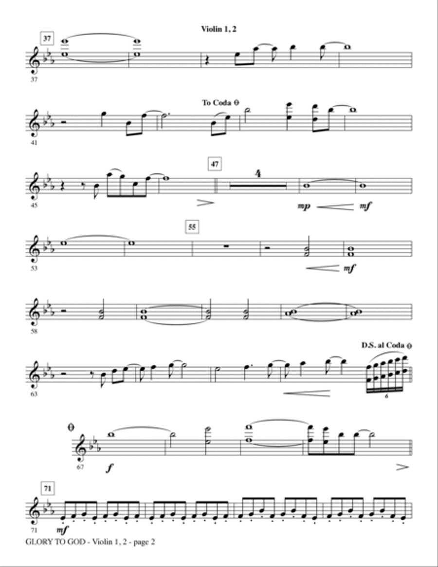 Glory To God - Violin 1, 2 Choir scores gallery preview page 2