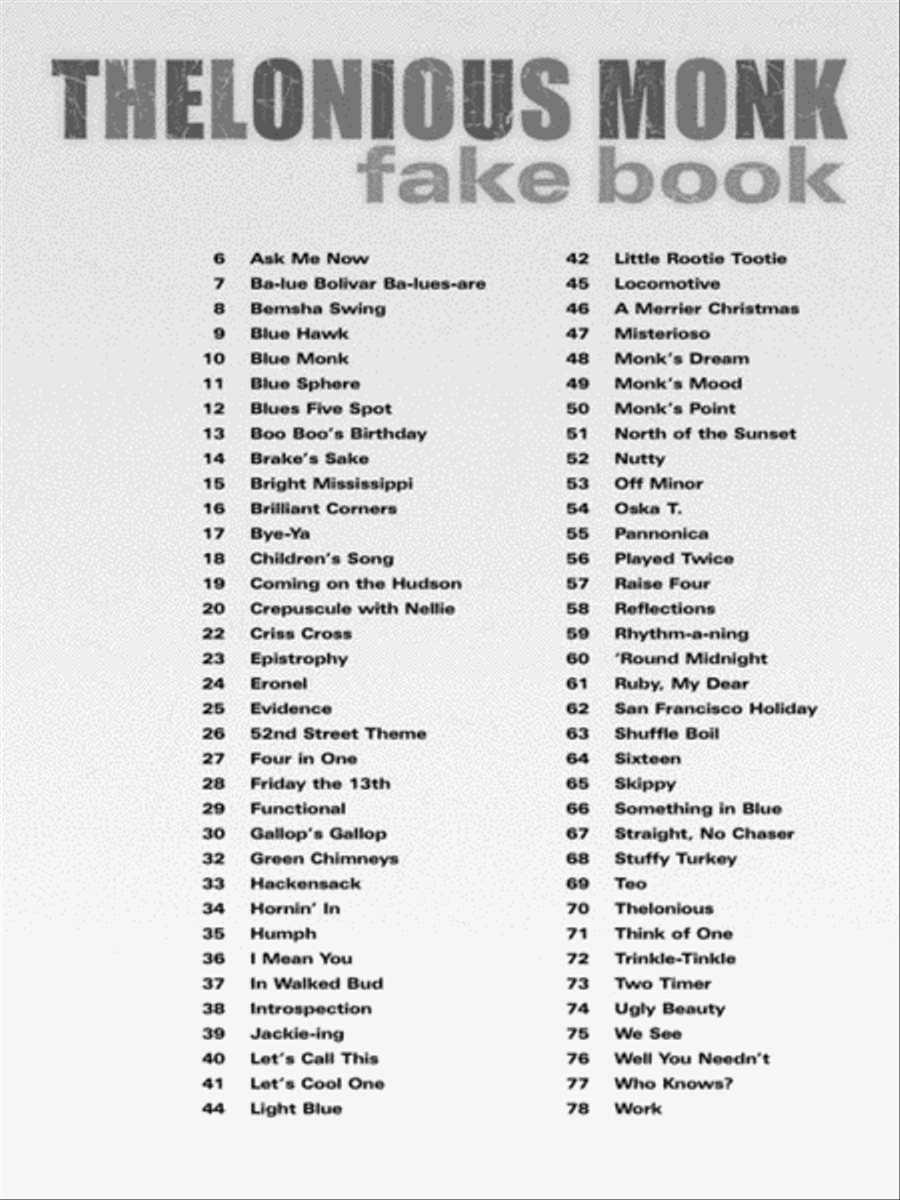 Thelonious Monk Fake Book Electric Guitar scores gallery preview page 4
