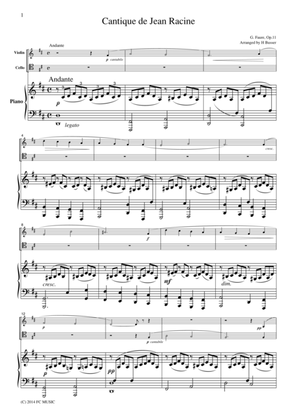 Faure Cantique de Jean Racine, for piano trio, PF002