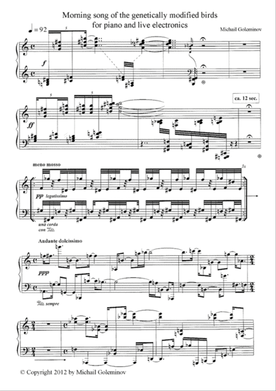 Morning Song of the Genetically Modified Birds Piano Solo scores gallery preview page 2