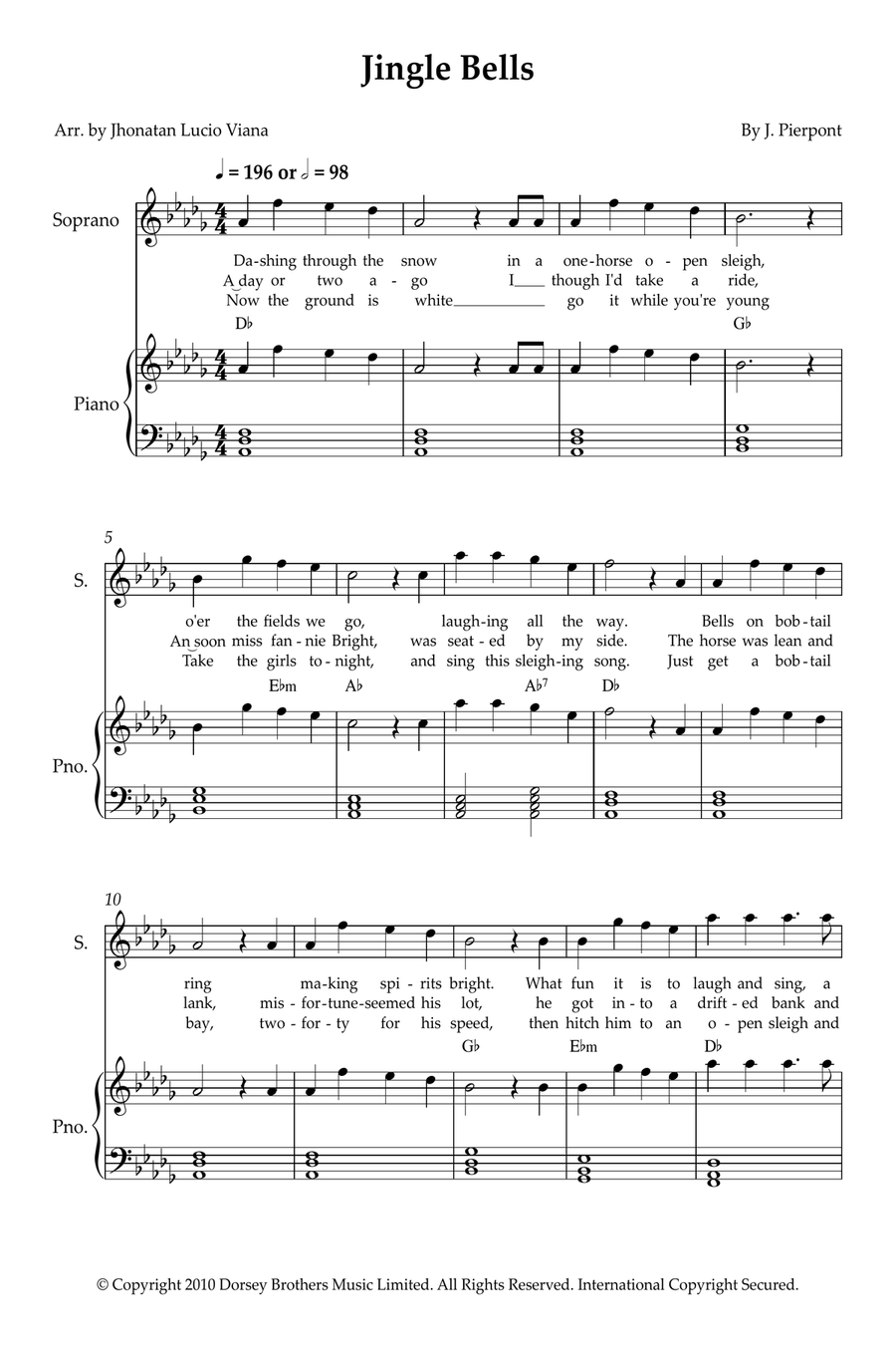 Jingle Bells Soprano Voice scores gallery preview page 1