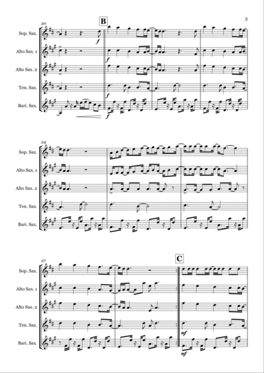 Dynamite Saxophone Quintet scores gallery preview page 3