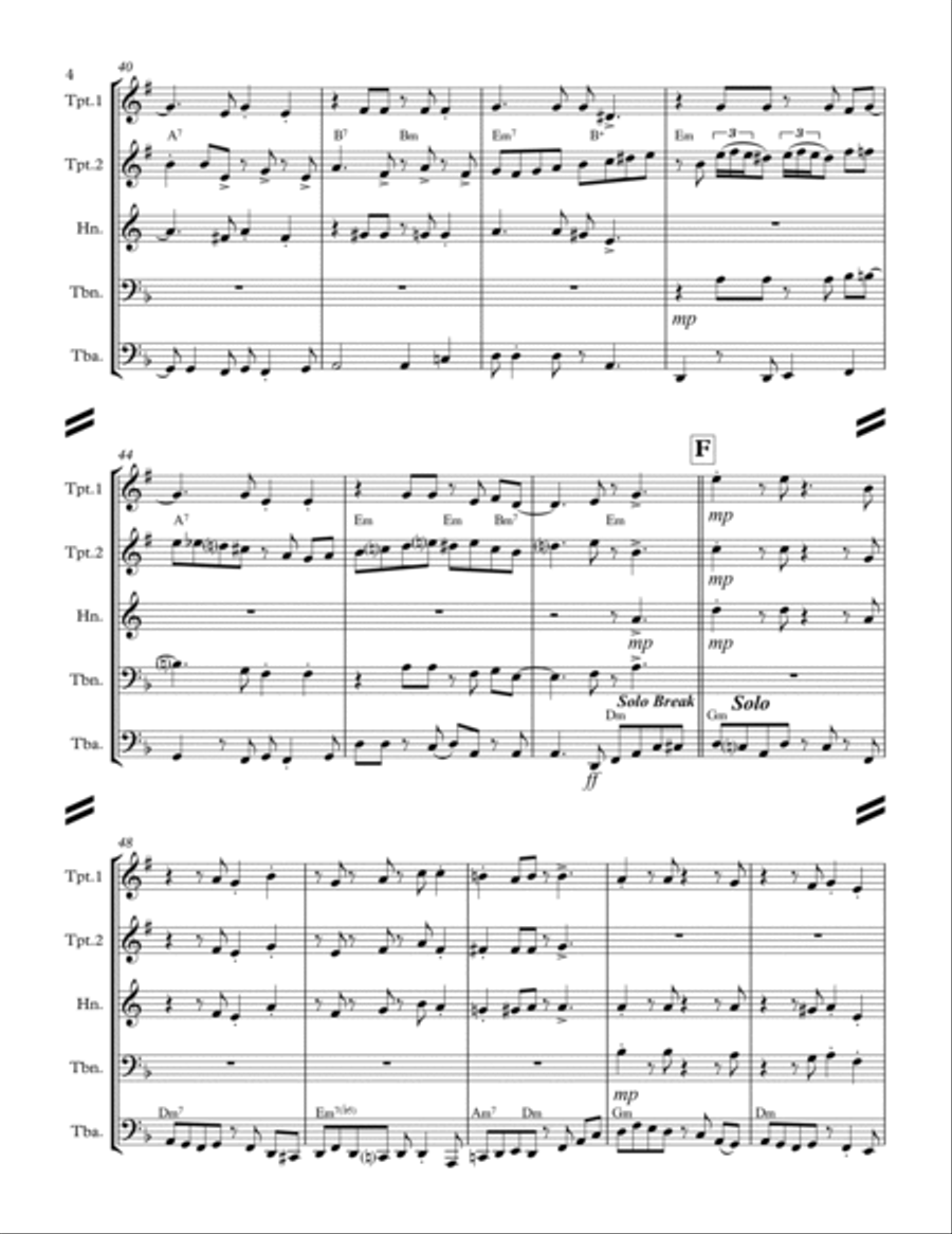 Wade in the Water (for Brass Quintet) Brass Quintet scores gallery preview page 5