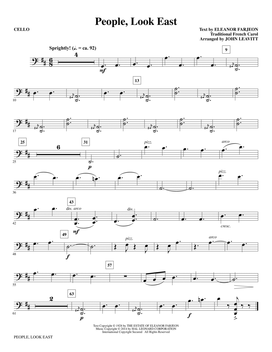 People, Look East - Cello Choir scores gallery preview page 1
