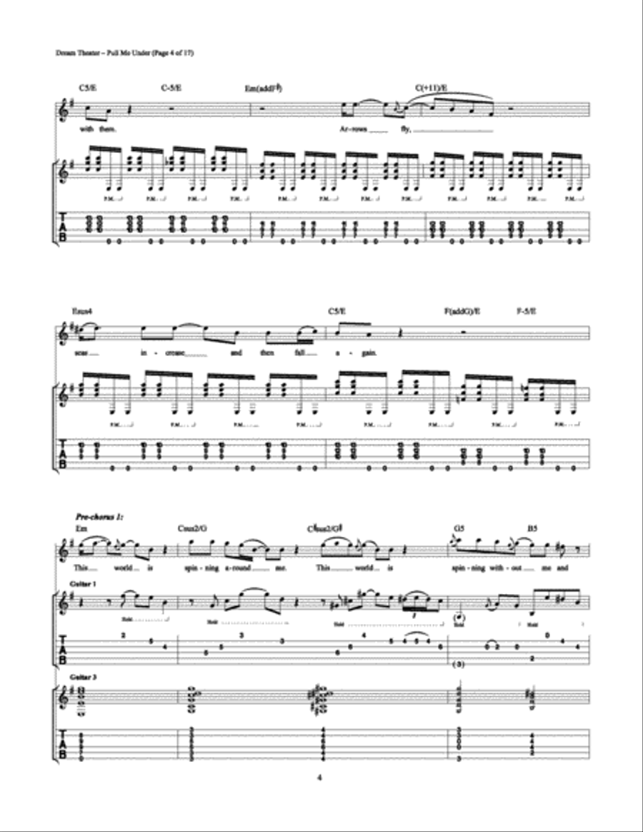 Pull Me Under Electric Guitar scores gallery preview page 4