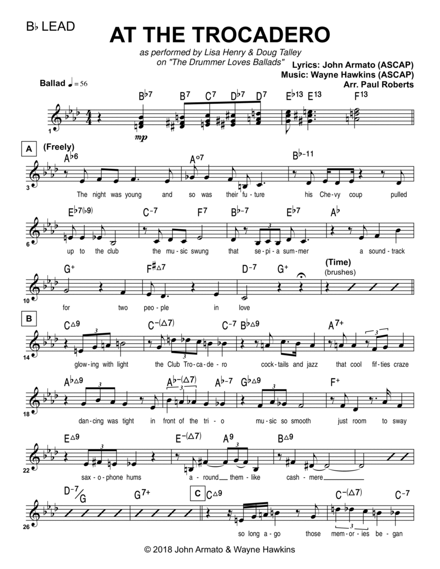 At the Trocadero Jazz Ensemble scores gallery preview page 1
