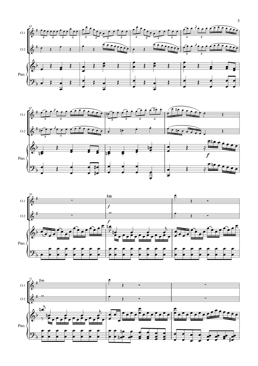 Concerto in G major G.1077 arranged for 2 clarinets and piano Clarinet Duet scores gallery preview page 6