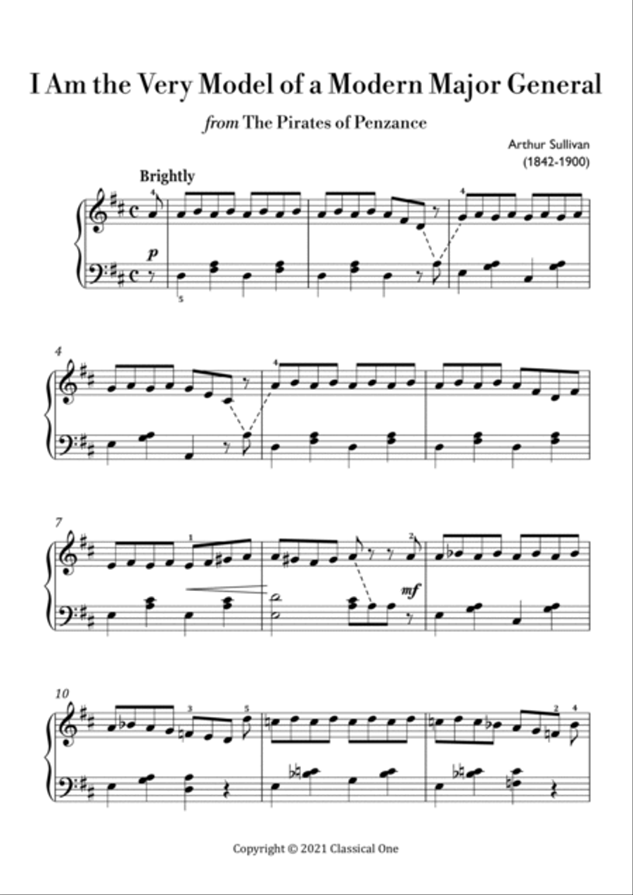 Sullivan - I Am the Very Model of a Modern Major General(Easy Piano Version) Easy Piano scores gallery preview page 2