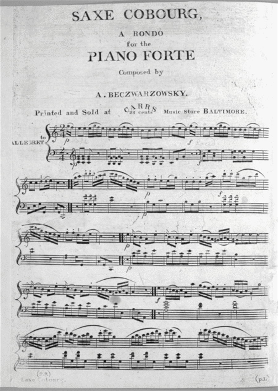 Saxe Cobourg. A Rondo for the Piano Forte Piano Solo scores gallery preview page 1