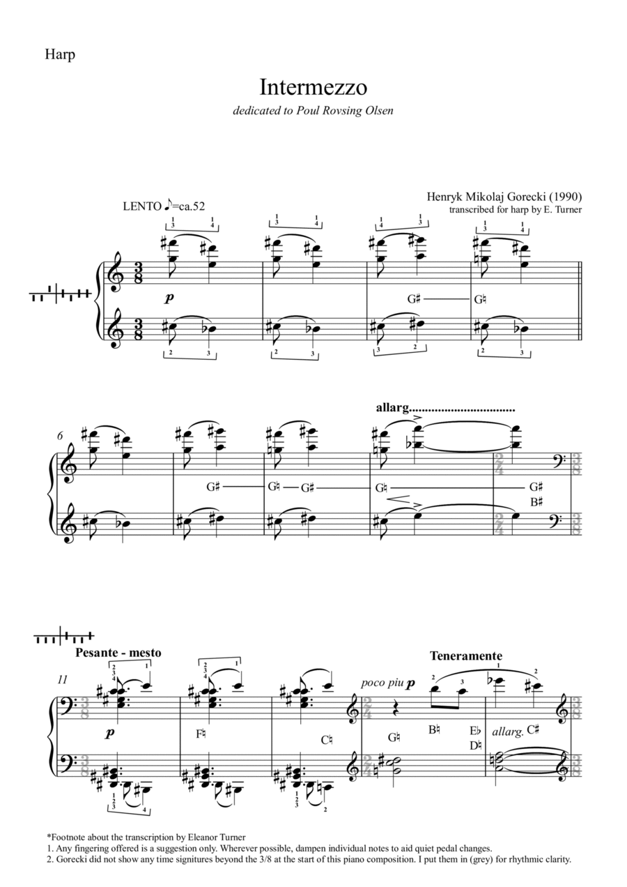 Intermezzo Intermezzo Pedal Harp scores gallery preview page 1