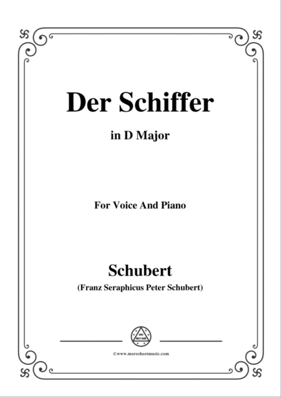 Schubert-Der Schiffer,in D Major,for Voice&Piano Voice scores gallery preview page 1