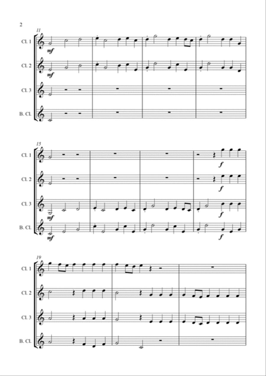 Alla Hornpipe from Handel's Water Music - for Clarinet Quartet Clarinet Quartet scores gallery preview page 3