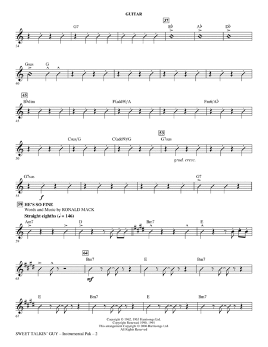 Sweet Talkin' Guy - Music Of The Chiffons (Medley) - Guitar Choir scores gallery preview page 2