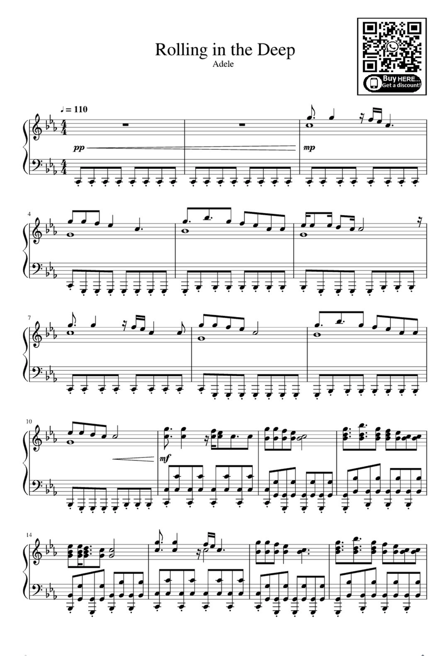 Rolling In The Deep Easy Piano scores gallery preview page 1