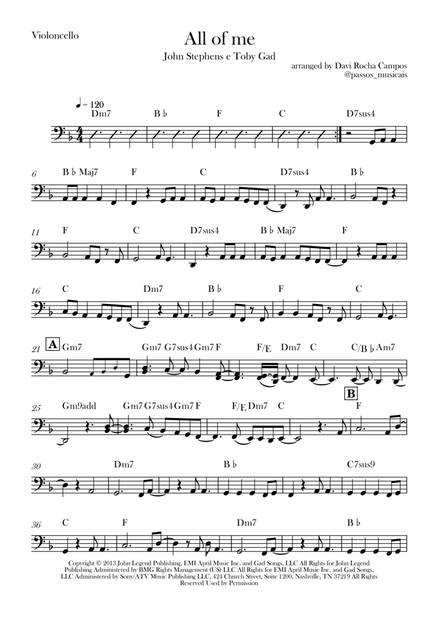 All Of Me Cello Solo scores gallery preview page 1