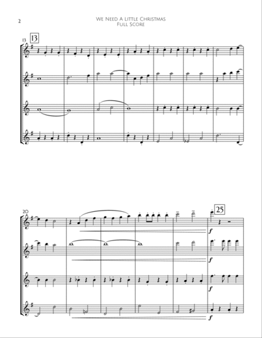 We Need A Little Christmas Woodwind Quartet scores gallery preview page 3