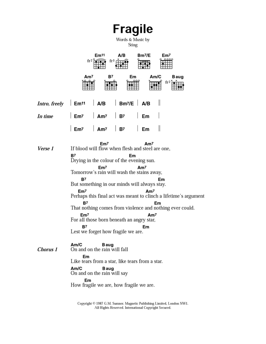 Fragile Guitar scores gallery preview page 1