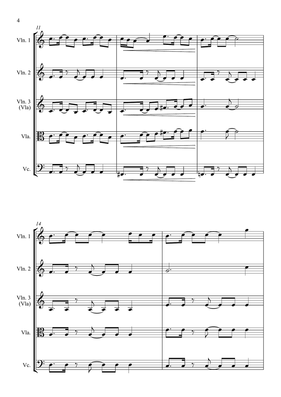 Dancing Queen String Quartet scores gallery preview page 4
