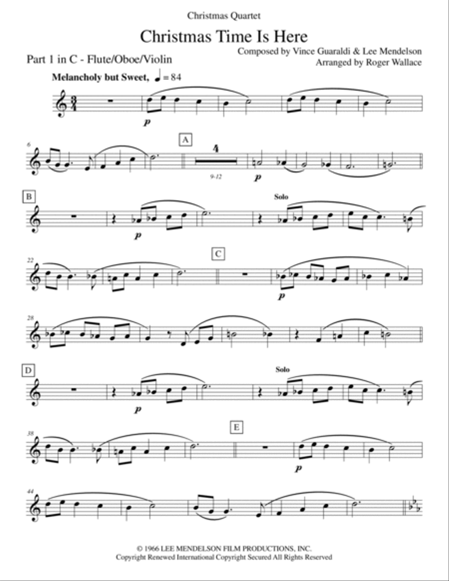 Christmas Time Is Here Brass Quartet scores gallery preview page 5