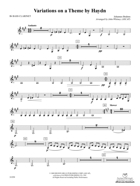 Variations on a Theme by Haydn: B-flat Bass Clarinet