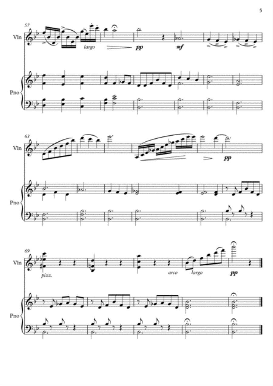 Violin Piano Duet Larghetto Violin Solo scores gallery preview page 5