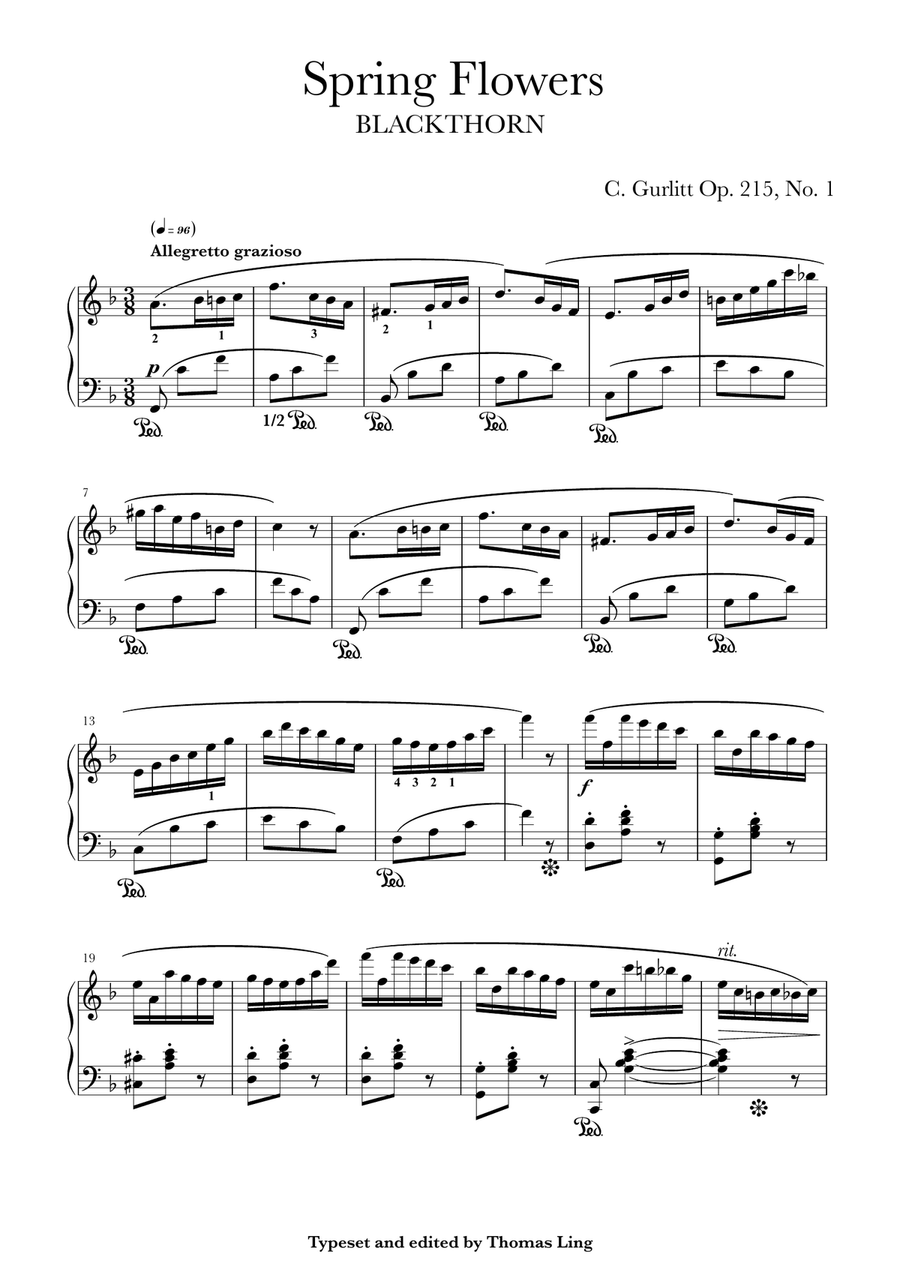 Spring Flowers-Blackthorn Op.215 No.1 Piano Method scores gallery preview page 1