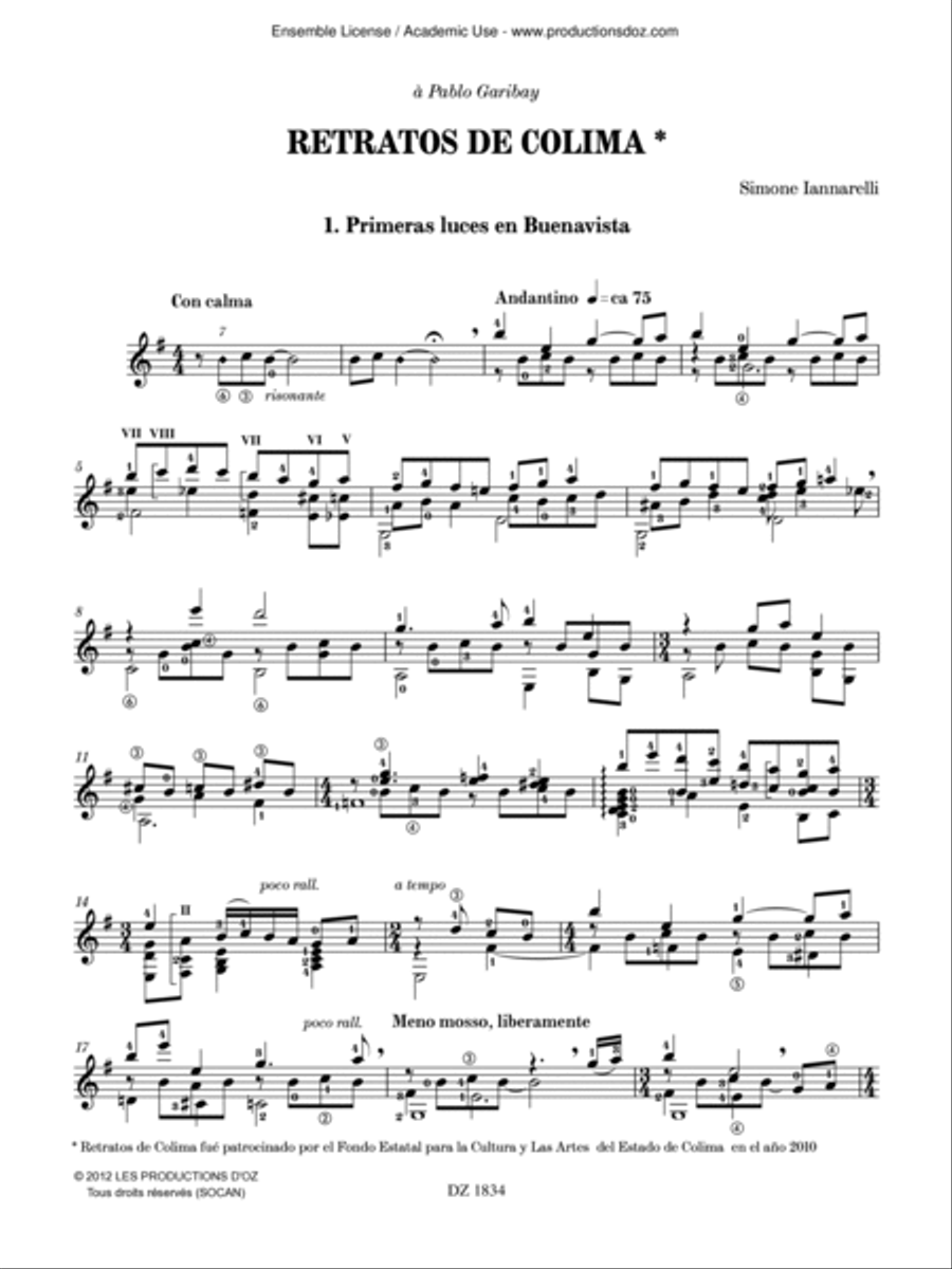 Retratos de Colima Classical Guitar scores gallery preview page 3