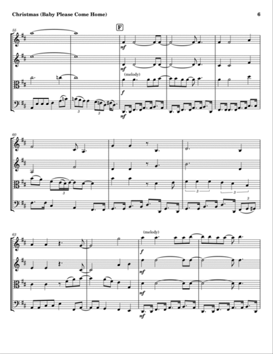 Christmas (Baby Please Come Home) String Quartet scores gallery preview page 6
