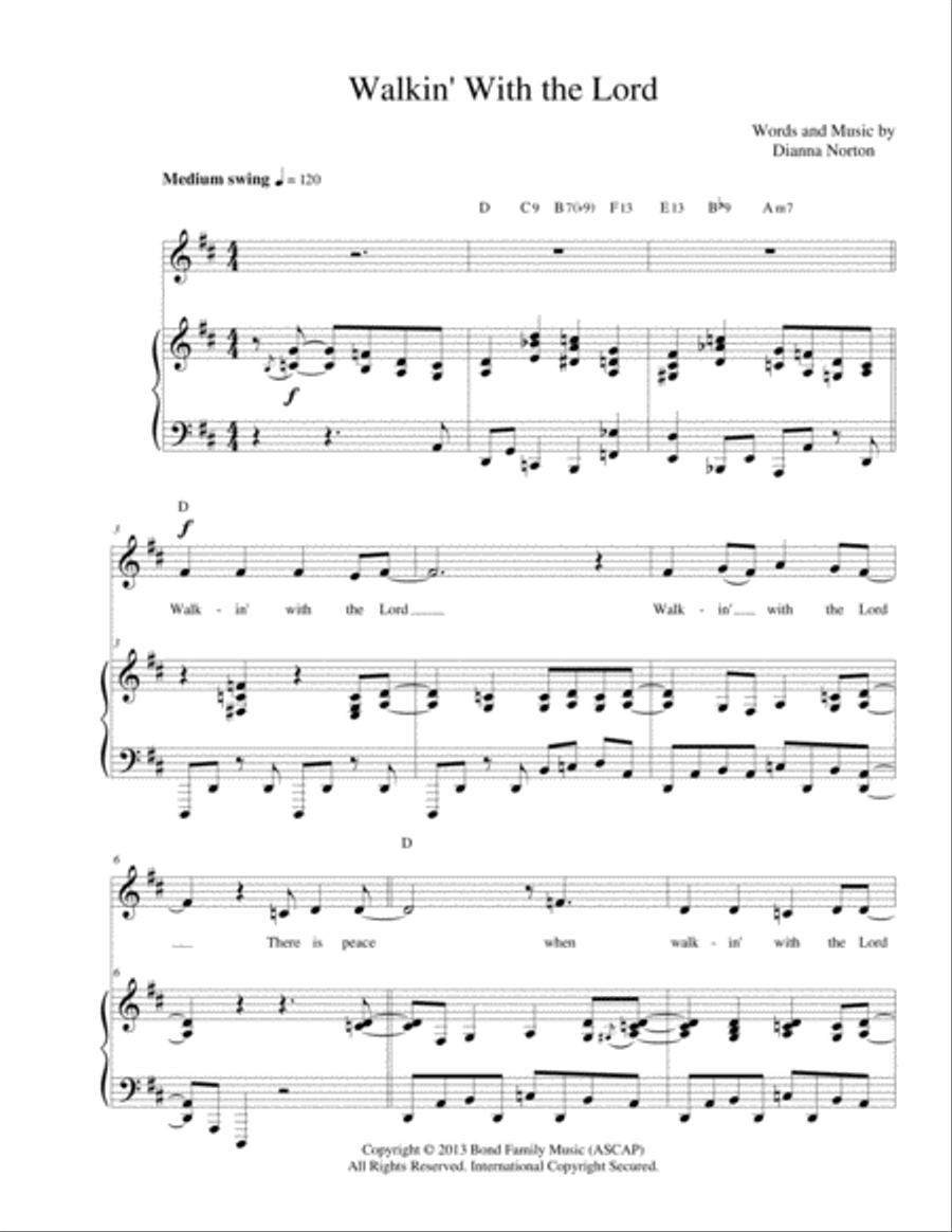 Walkin' With The Lord Walkin' With The Lord Piano, Vocal, Guitar scores gallery preview page 1
