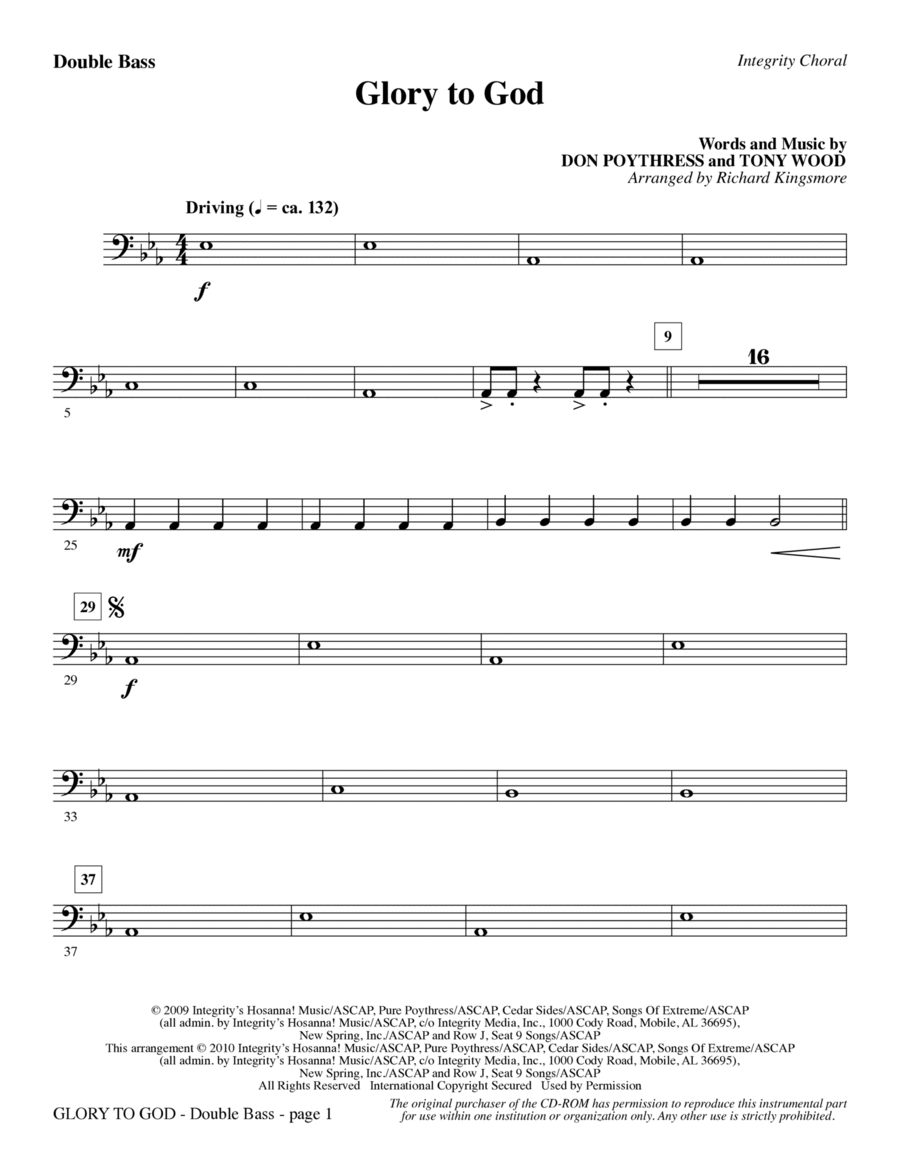 Glory To God - Double Bass Choir scores gallery preview page 1