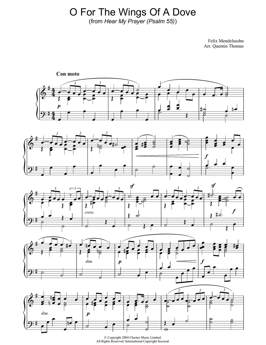 O For The Wings Of A Dove Piano Solo scores gallery preview page 1