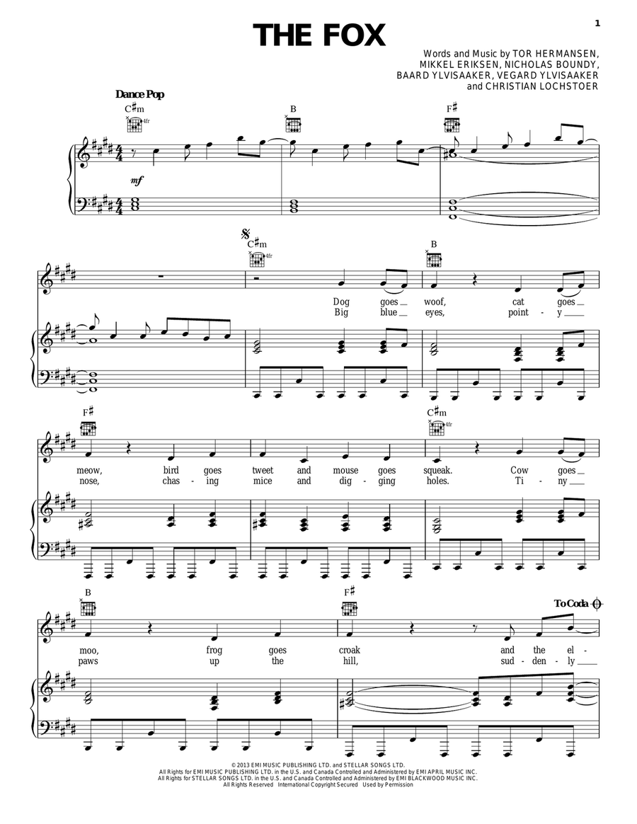 The Fox (What Does The Fox Say?) Acoustic Guitar scores gallery preview page 1