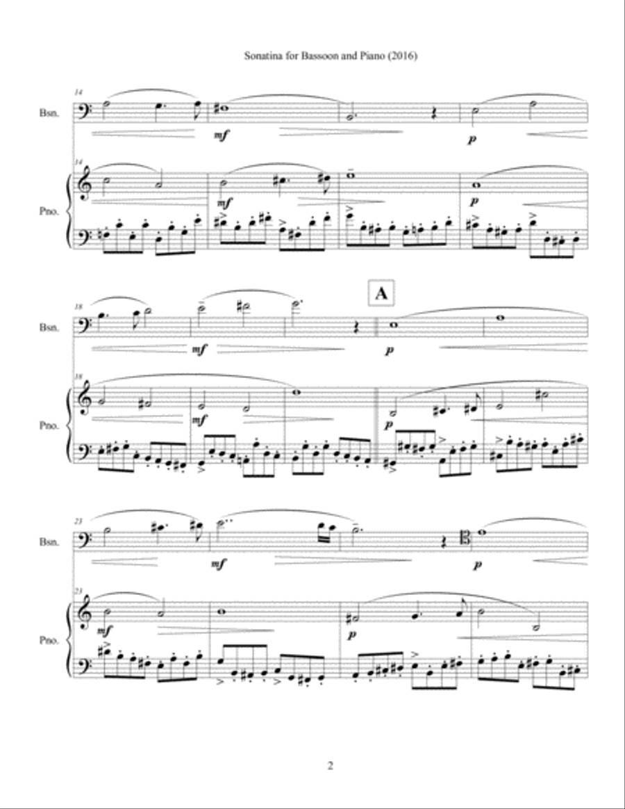Sonata for Bassoon and Piano (2016) Bassoon Solo scores gallery preview page 3